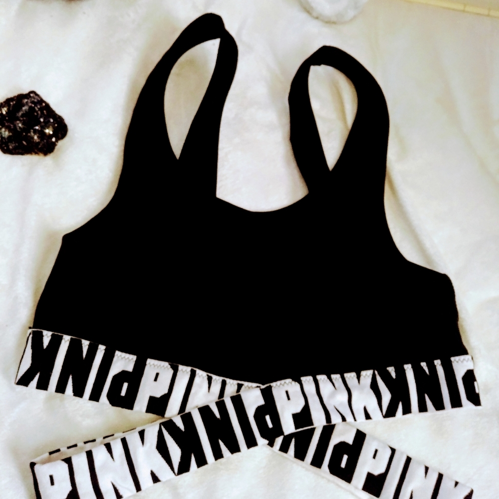 Victoria's Secret Pink Sports Brass Black Medium